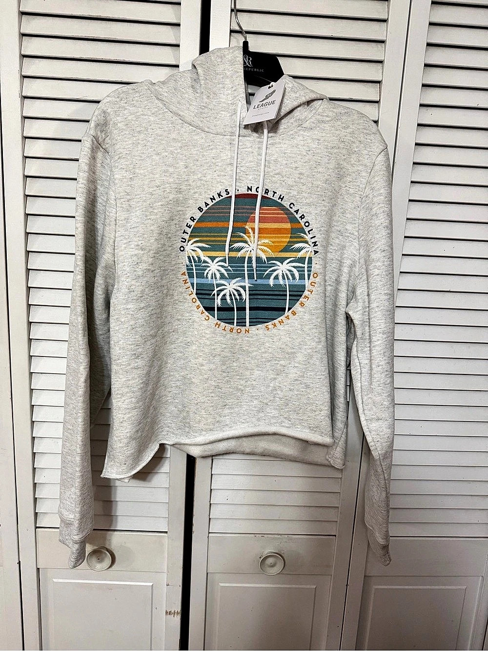 Outer Banks Graphic Cropped Hoodie Gray Like New With Tags